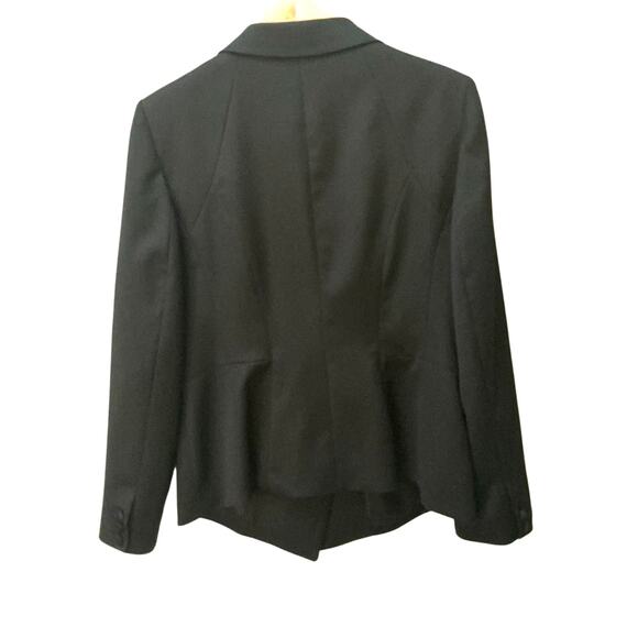 WHBM Black Tuxedo Style Doubled-Breasted Blazer Satin SZ 12 Cocktail Casual - Picture 2 of 10